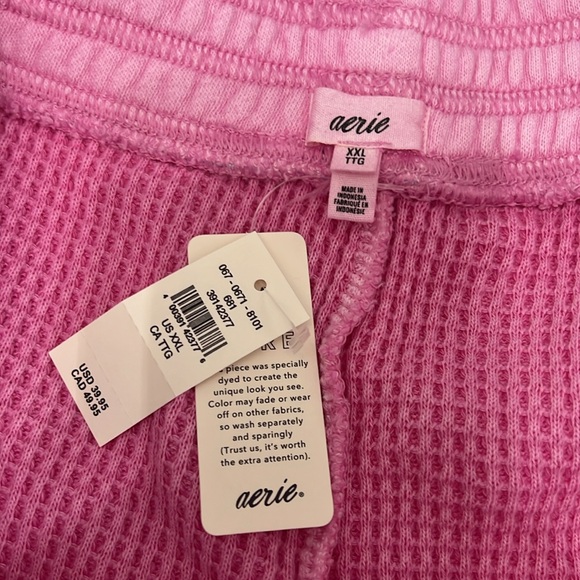 Aerie Barbie Pink Cropped Hoodie and Short Set NWT - Picture 6 of 7